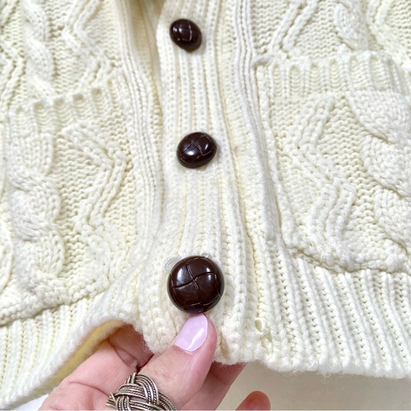 Farmhouse patchwork boho cable knit sweater w prairie granny cabin vibe - Picture 8 of 15